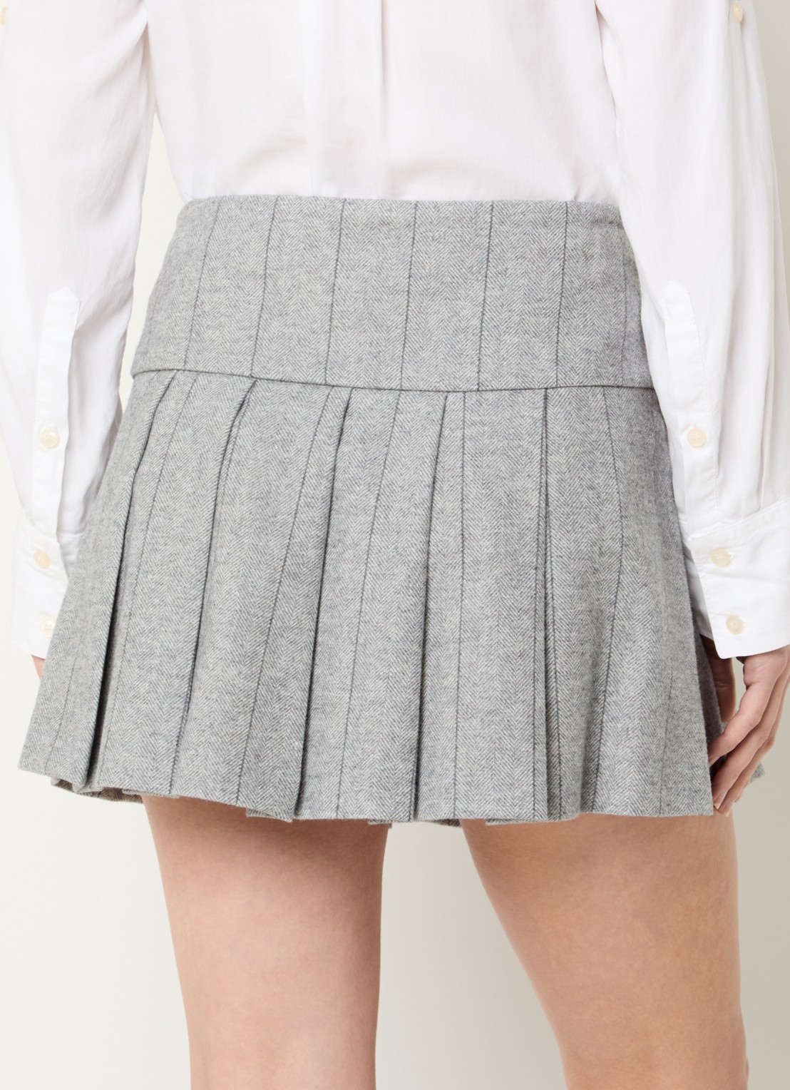 Max & Co Canto mini rok in wolblend met streepprint - achterkant grijs