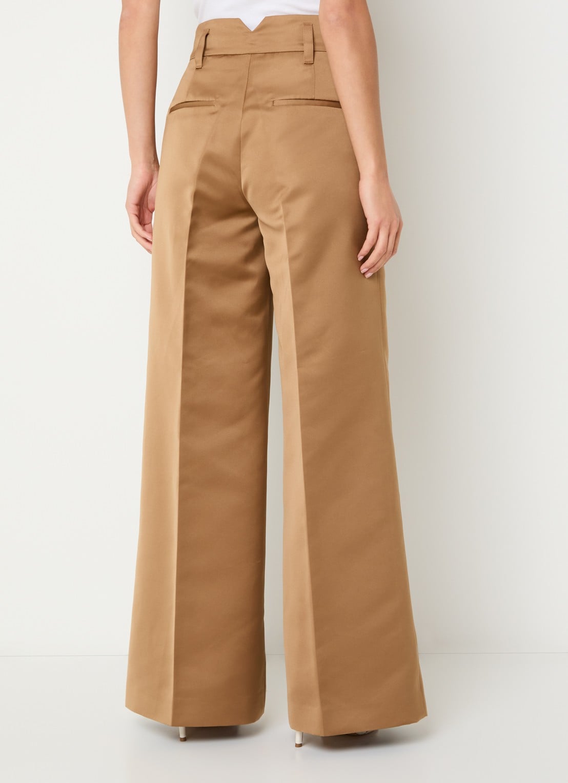 Max & Co Circolo high waist wide fit pantalon met steekzakken - achterkant 2 lichtbruin