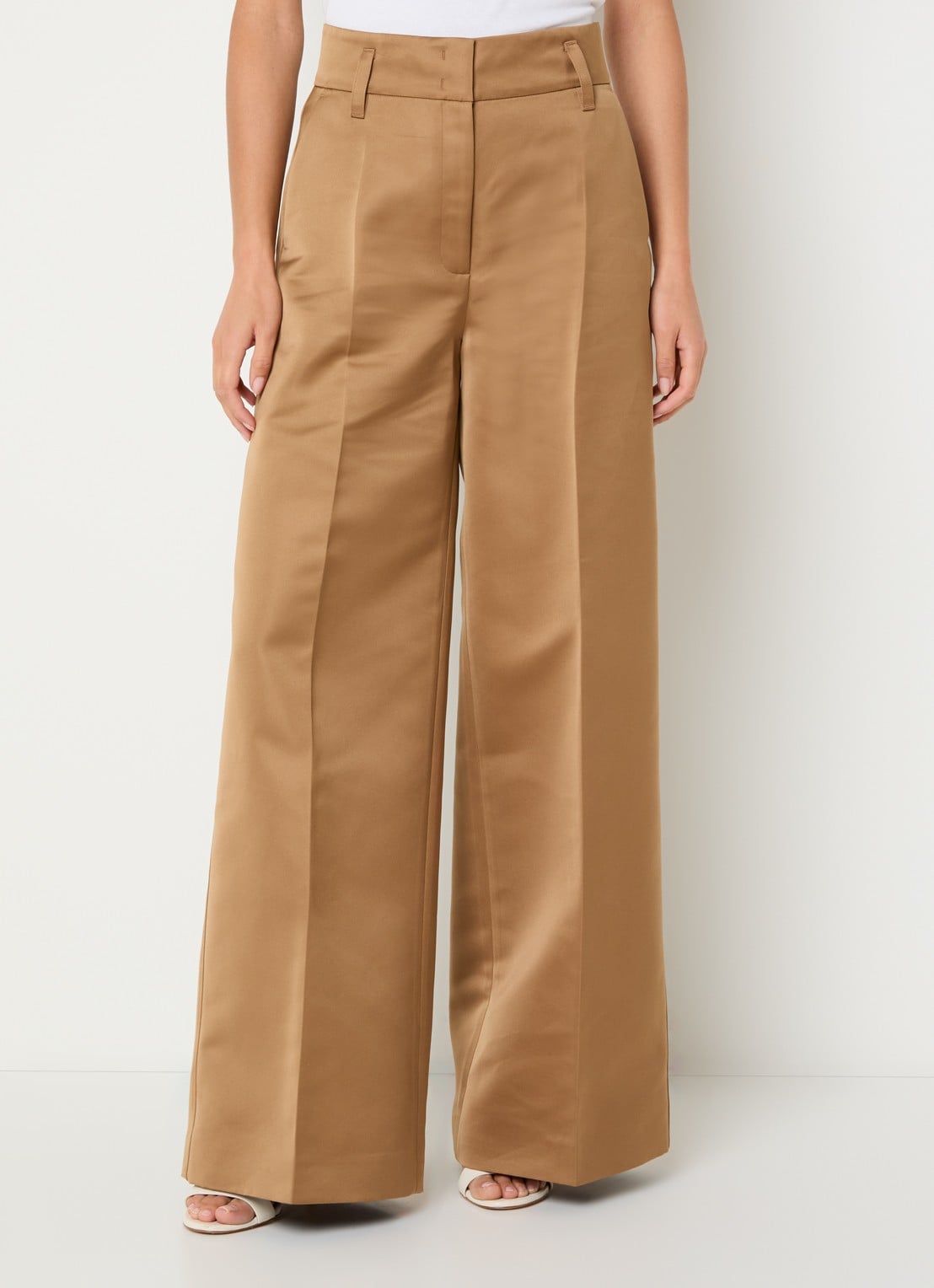 Max & Co Circolo high waist wide fit pantalon met steekzakken - detail lichtbruin