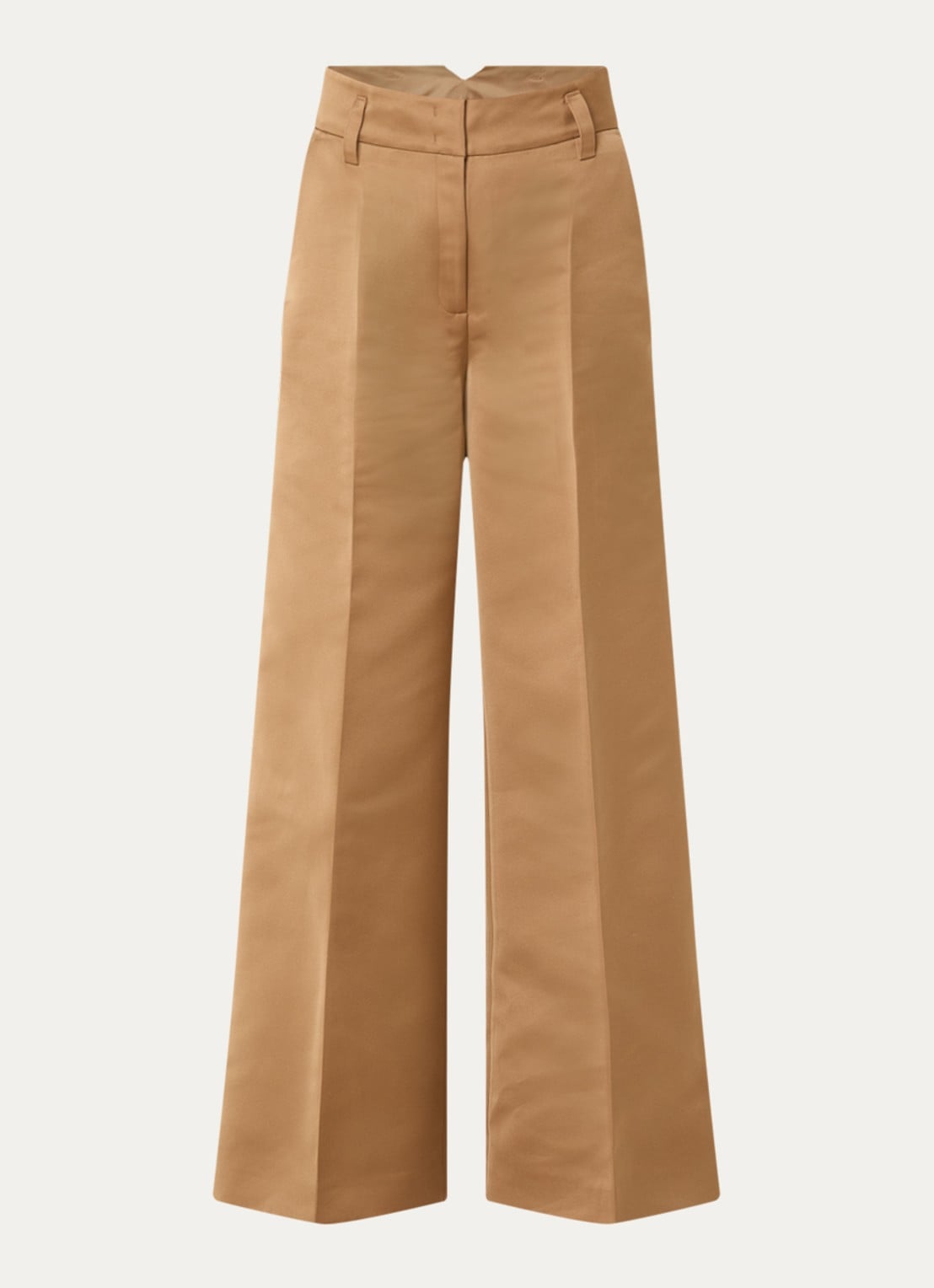 Max & Co Circolo high waist wide fit pantalon met steekzakken - voorkant 3 lichtbruin