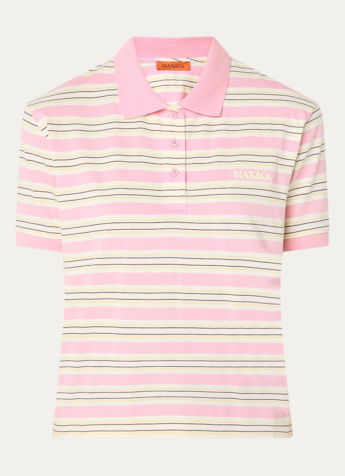 Max & Co Comandare polo met streepprint - voorkant 3 roze