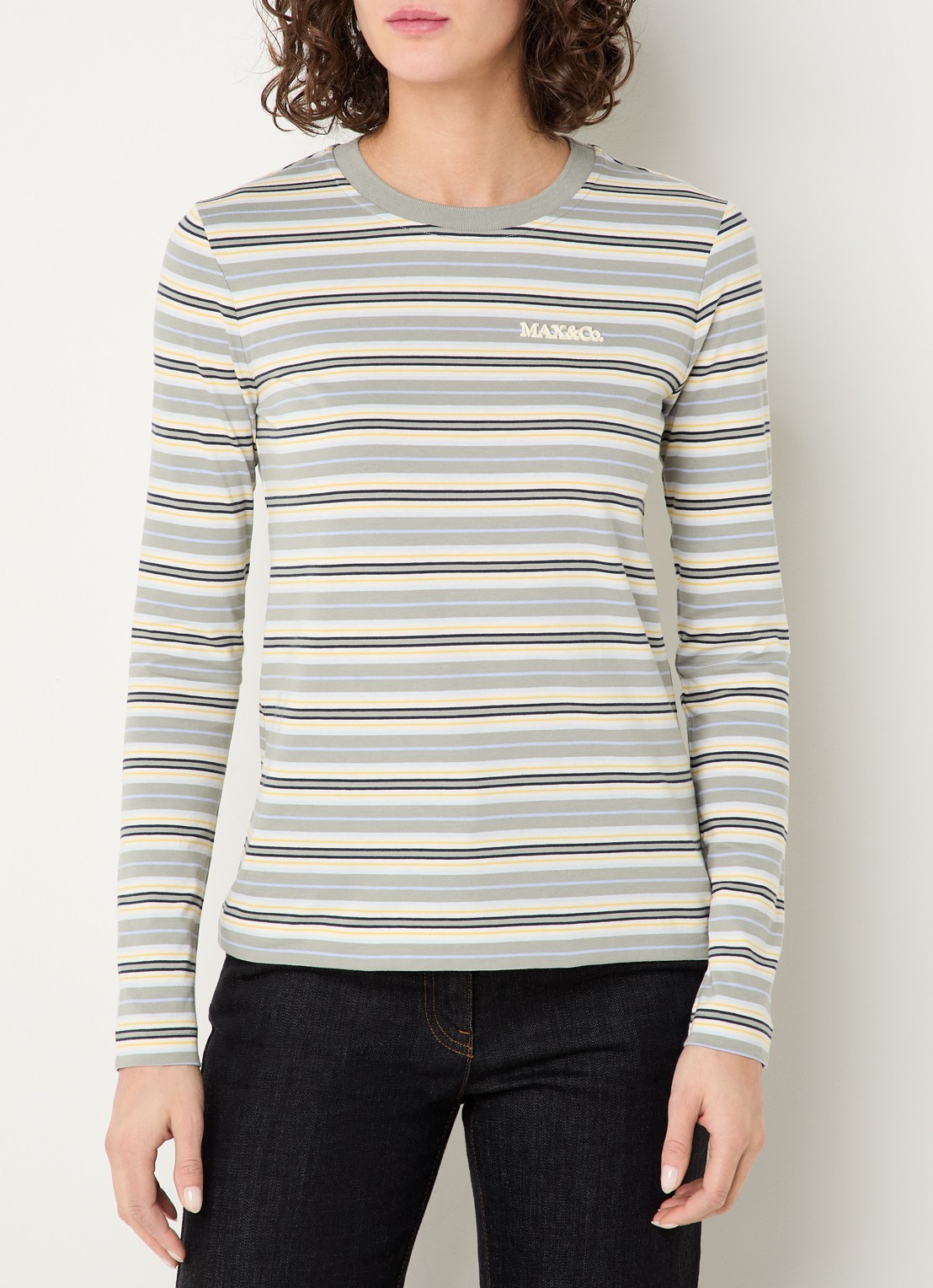 Max & Co Comedusa longsleeve met streepprint - detail 4 lichtgroen