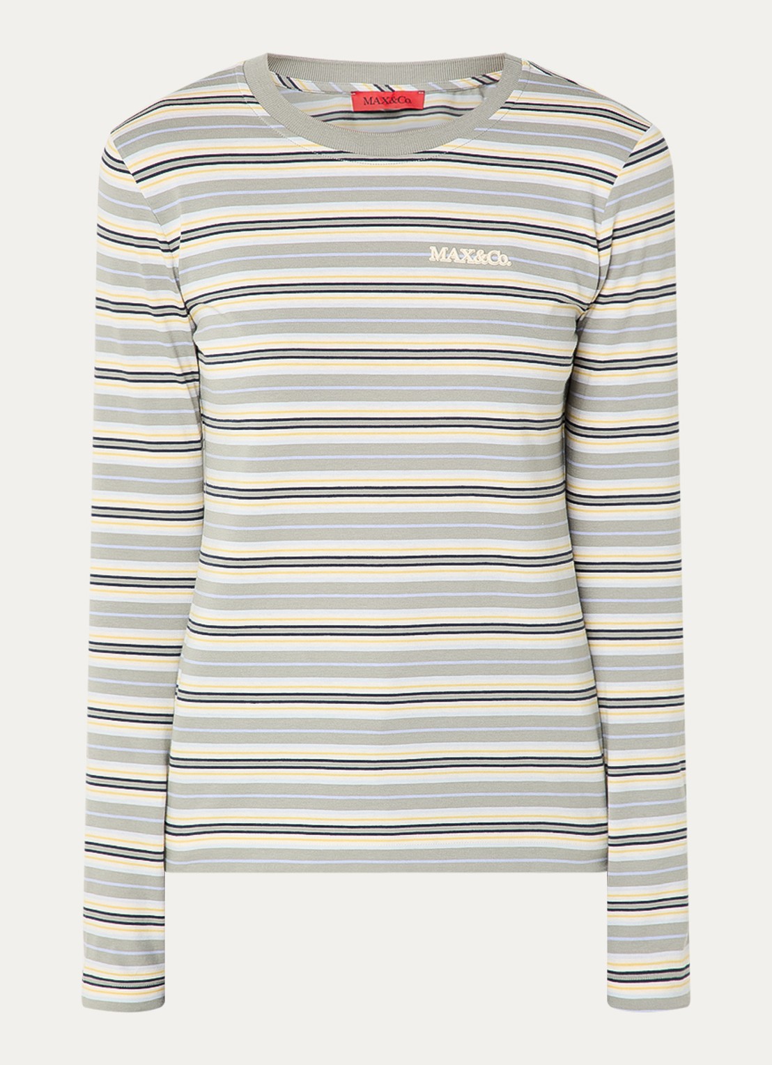 Max & Co Comedusa longsleeve met streepprint - voorkant lichtgroen