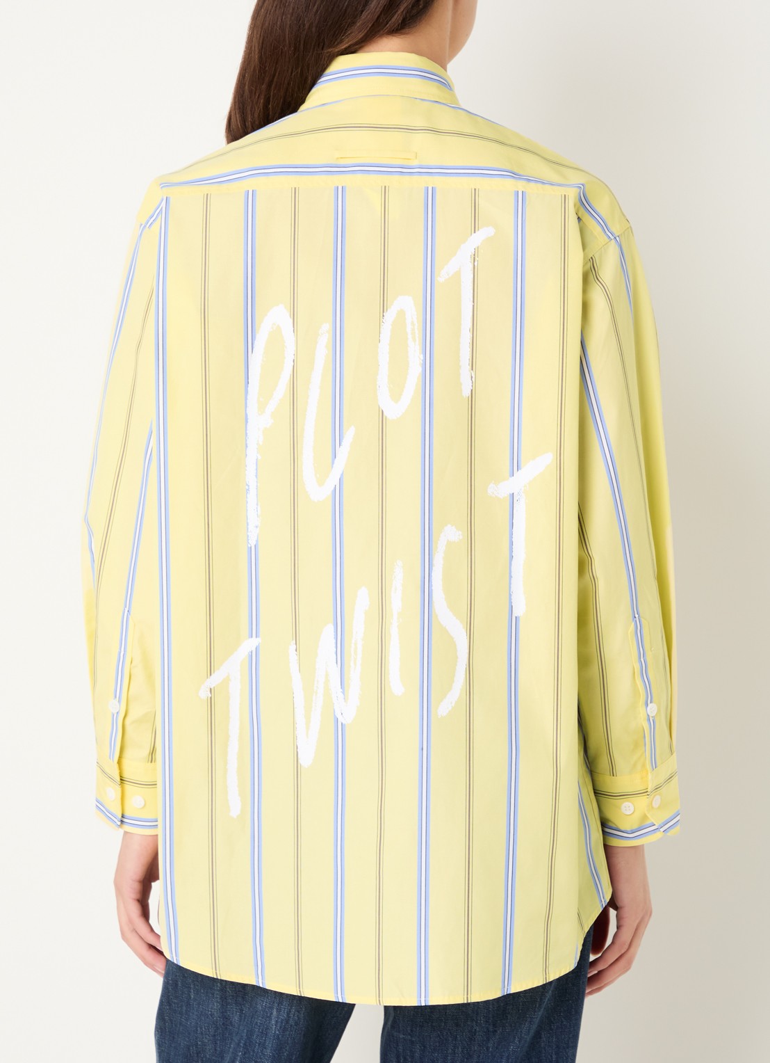 Max & Co Dama blouse met streepprint - detail 4 geel