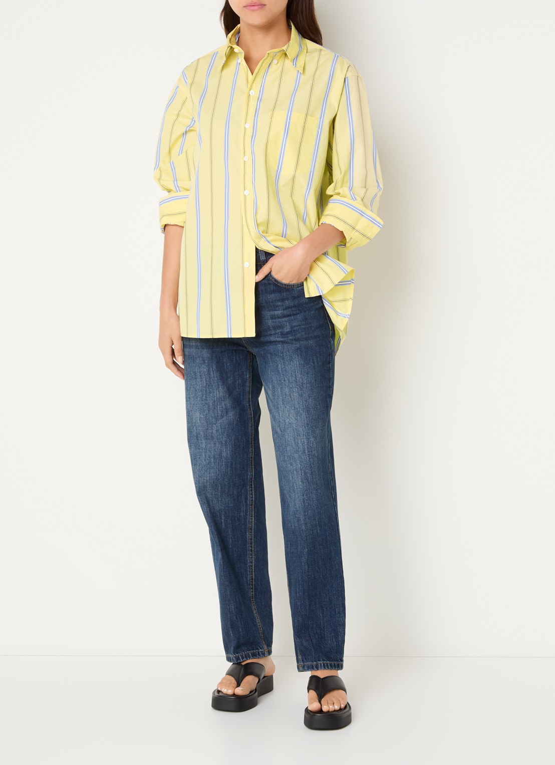Max & Co Dama blouse met streepprint - voorkant 3 geel