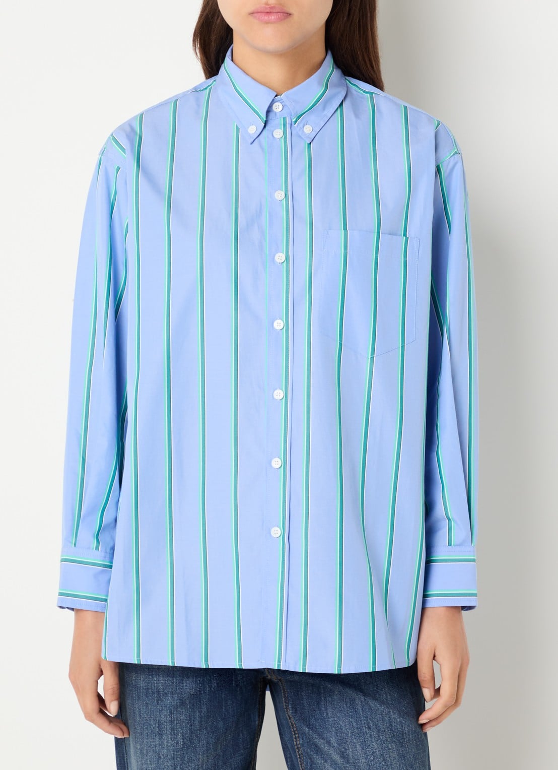 Max & Co Dama blouse met streepprint - achterkant 3 blauw