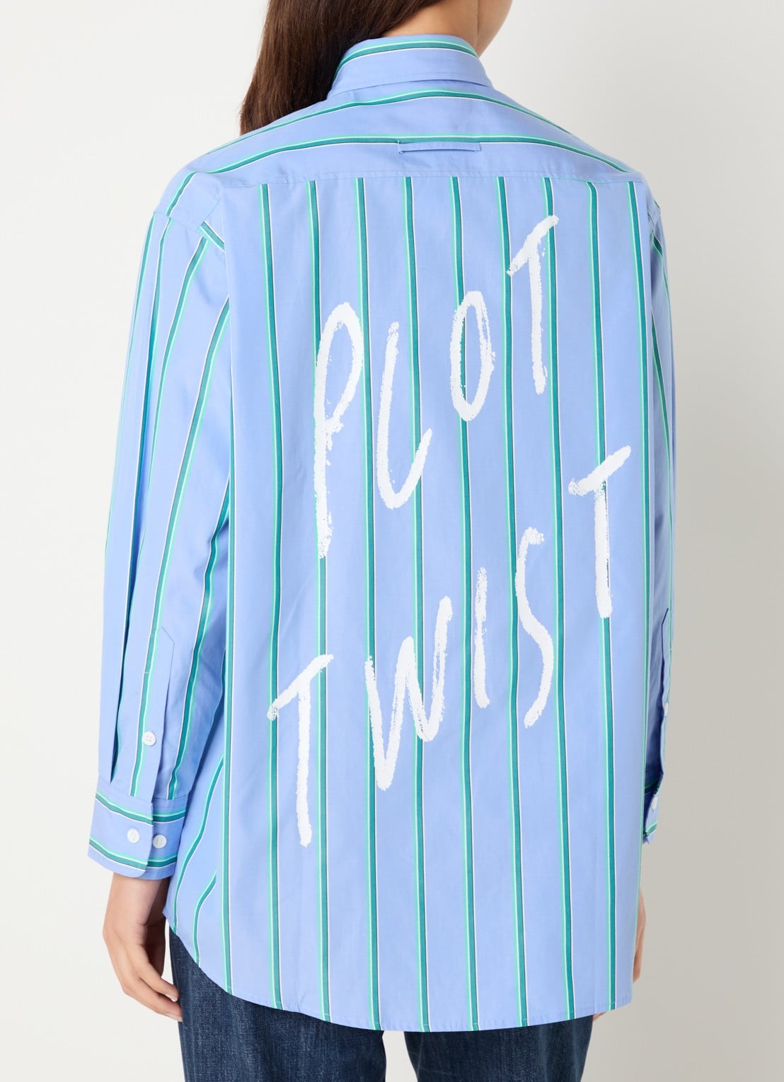 Max & Co Dama blouse met streepprint - detail 4 blauw