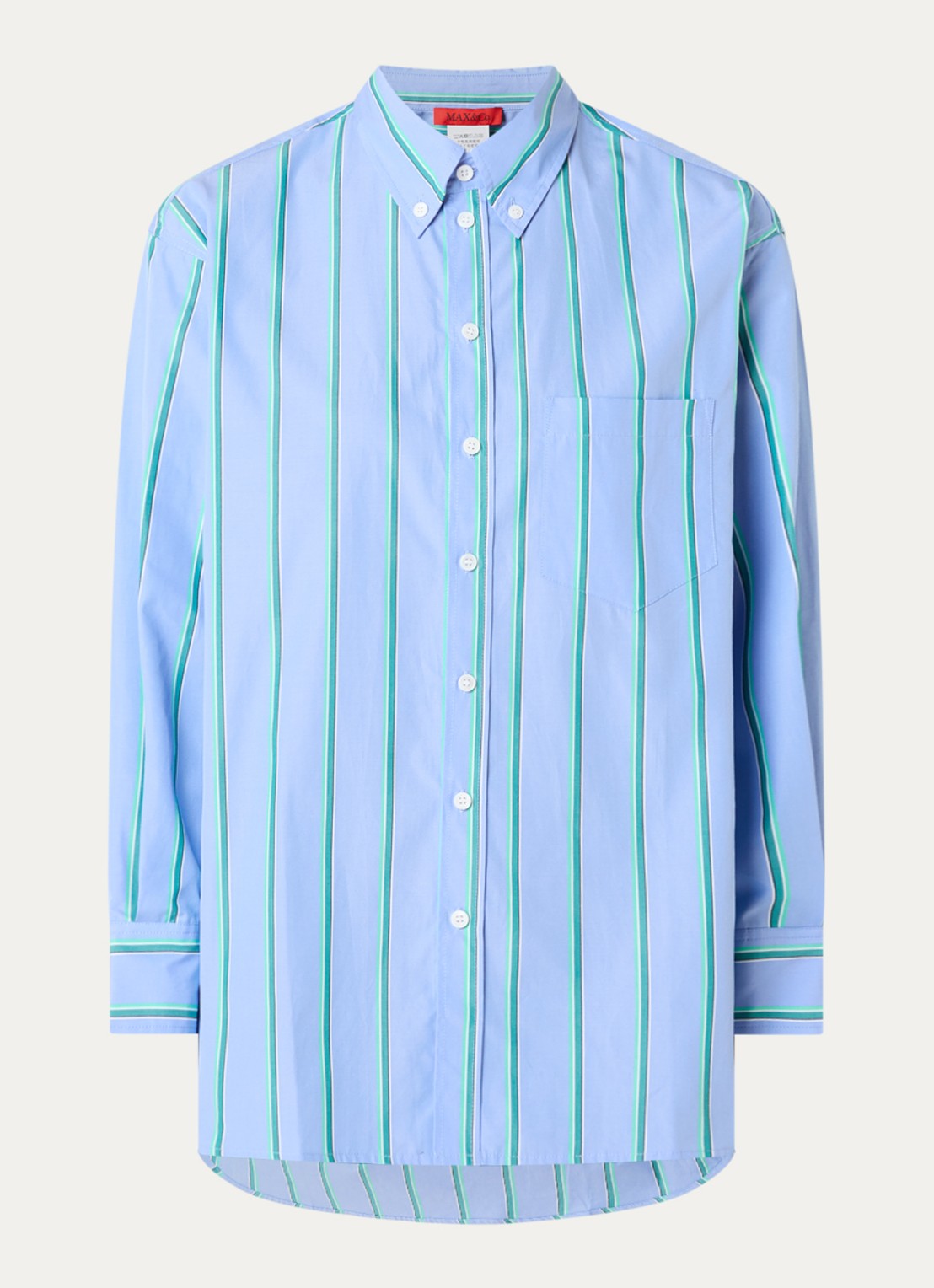 Max & Co Dama blouse met streepprint - voorkant blauw