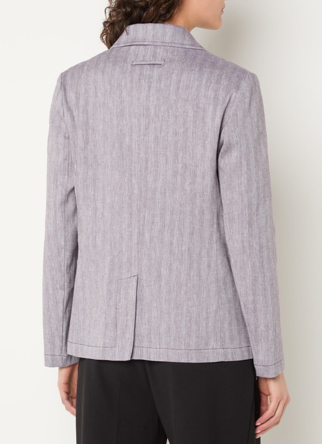 Max & Co Double-breasted blazer in linnenblend met visgraatdessin - achterkant 3 lavendel
