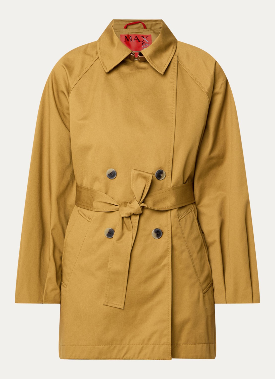 Max & Co Elis double-breasted trenchcoat met steekzakken - voorkant 3 mosterd
