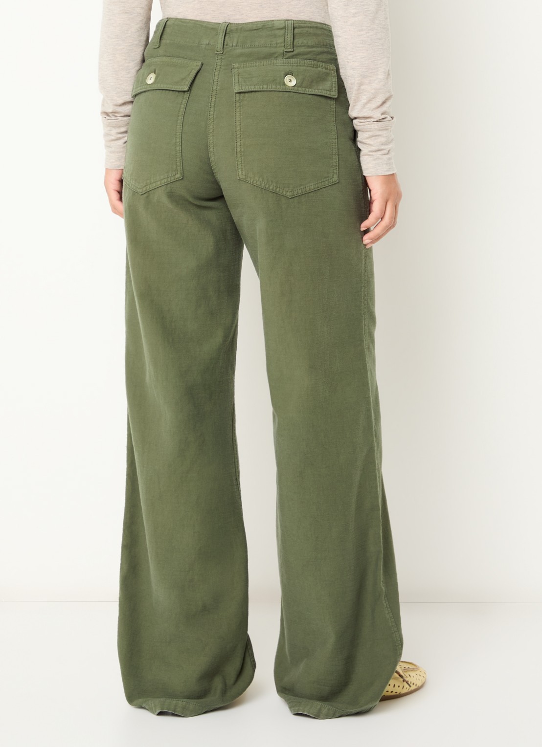 Max & Co Emiro high waist loose fit broek met steekzakken - achterkant 2 groen