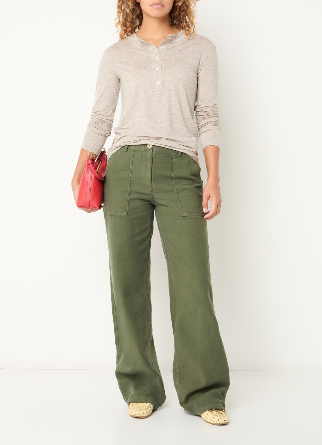 Max & Co Emiro high waist loose fit broek met steekzakken - voorkant 4 groen