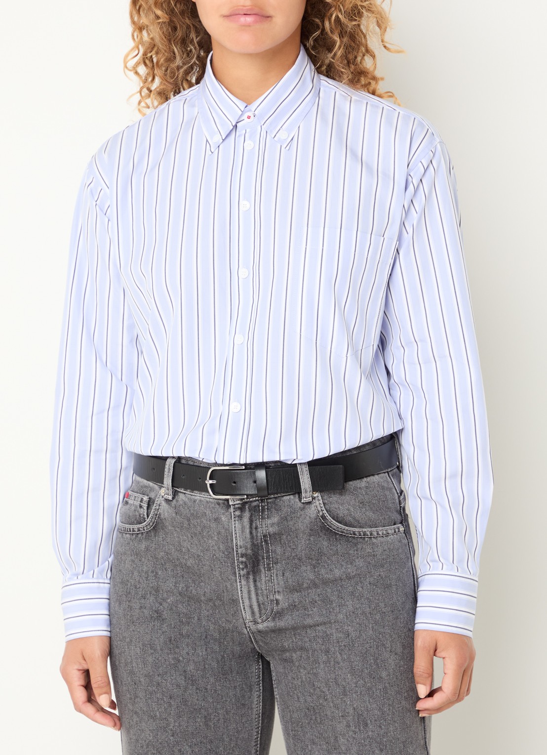 Max & Co Febe blouse met streepprint - detail 3 blauw