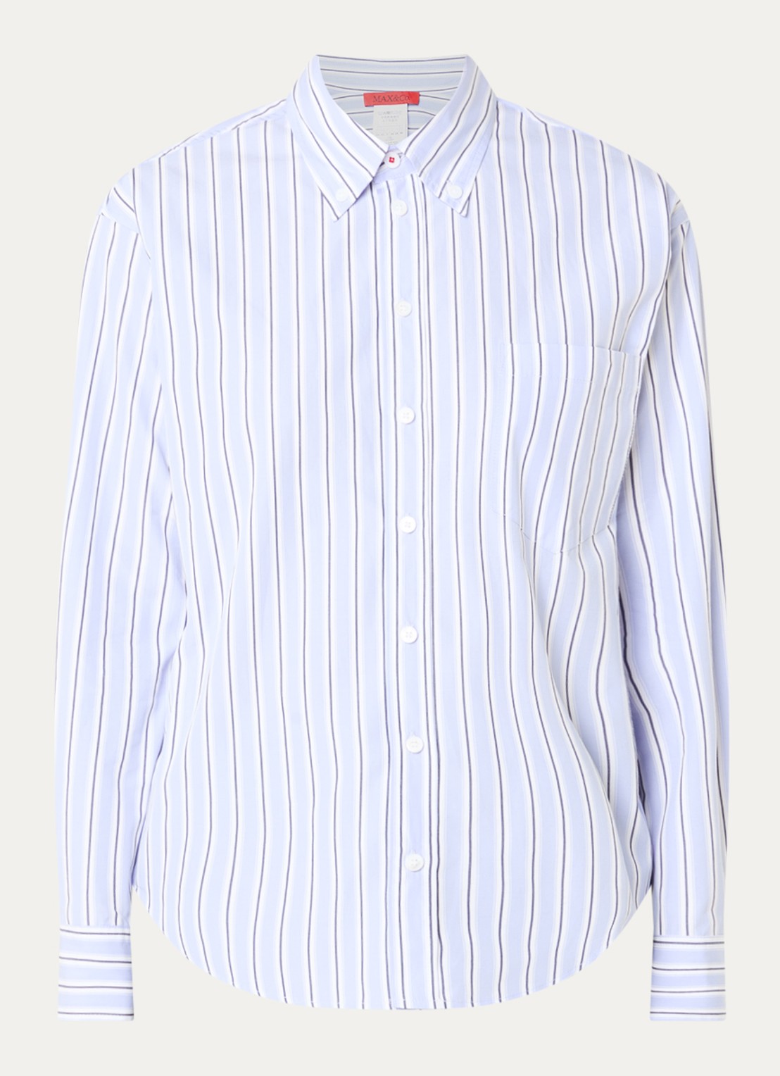 Max & Co Febe blouse met streepprint - voorkant blauw