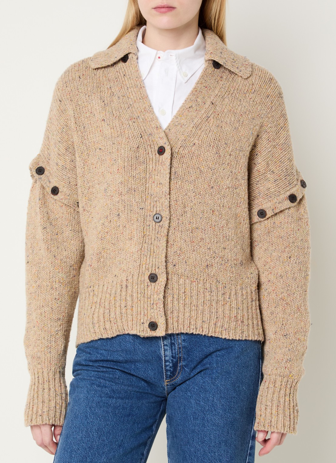 Max & Co Fiabe grofgebreide vest van wol - detail 3 beige