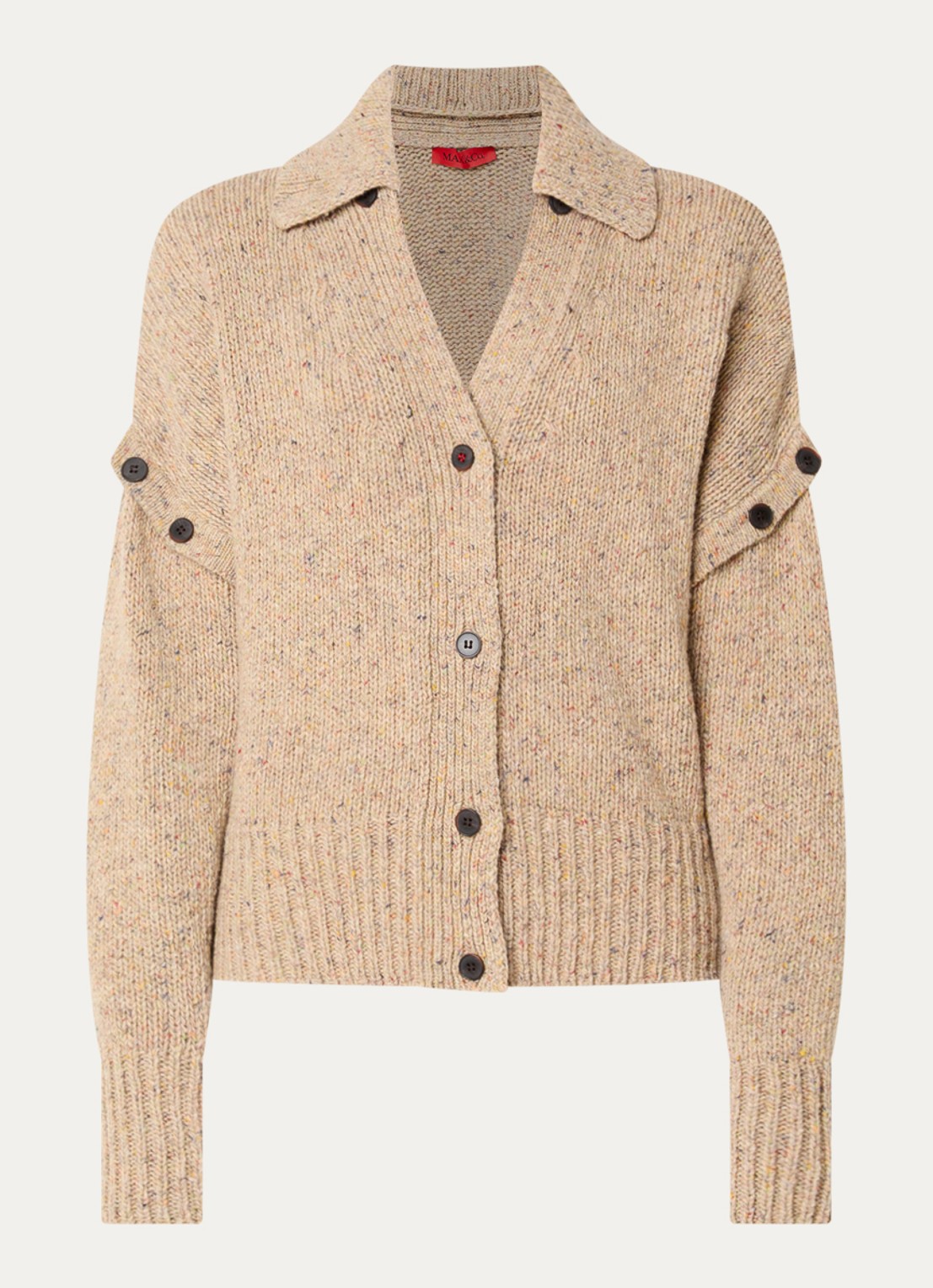 Max & Co Fiabe grofgebreide vest van wol - voorkant beige