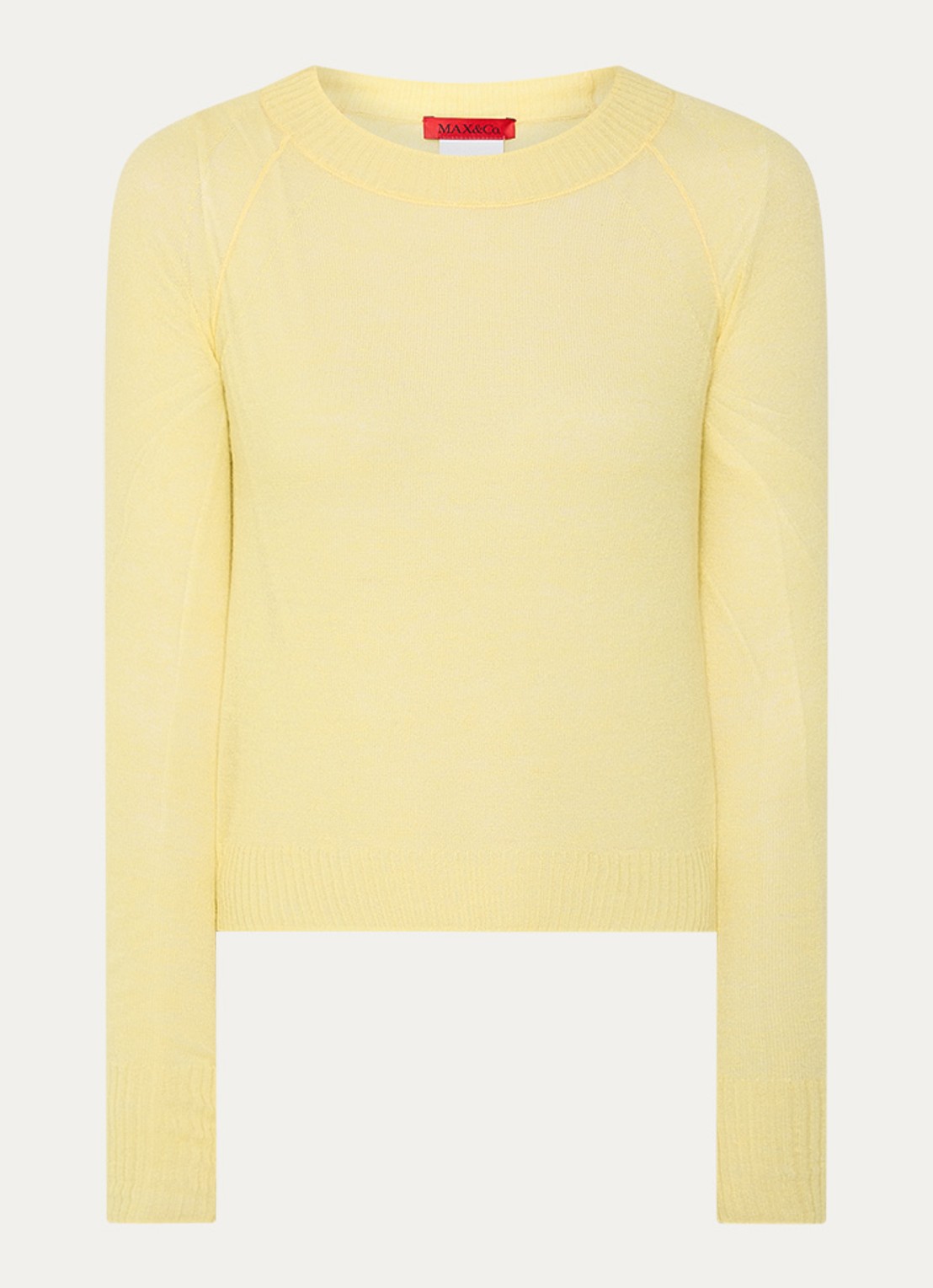 Max & Co Fijngebreide semi-transparante pullover in alpaca wolblend - voorkant 3 geel