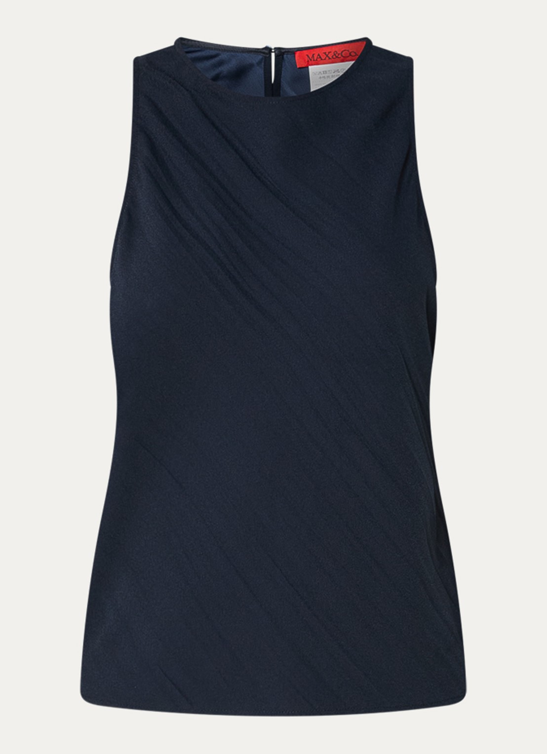 Max & Co Finire mouwloze top met keyhole - voorkant 2 donkerblauw