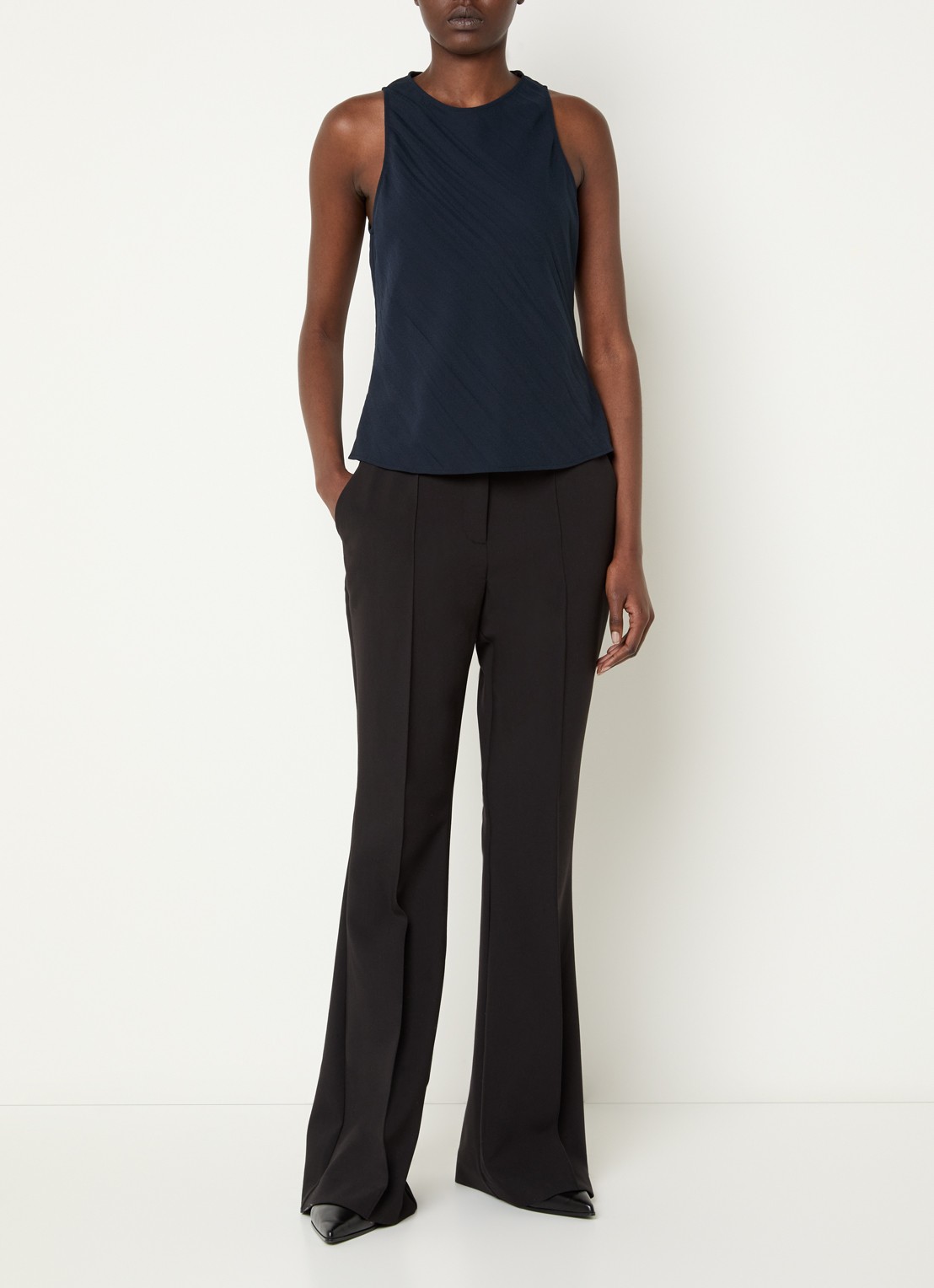 Max & Co Finire mouwloze top met keyhole - voorkant 3 donkerblauw
