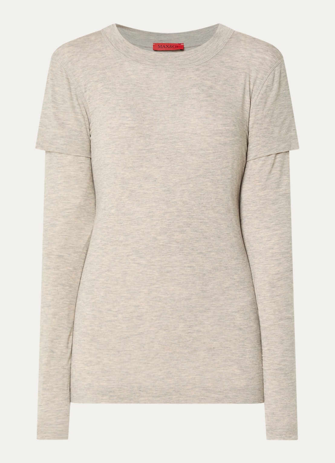 Max & Co Gala longsleeve met gemêleerd dessin - voorkant grijsmele