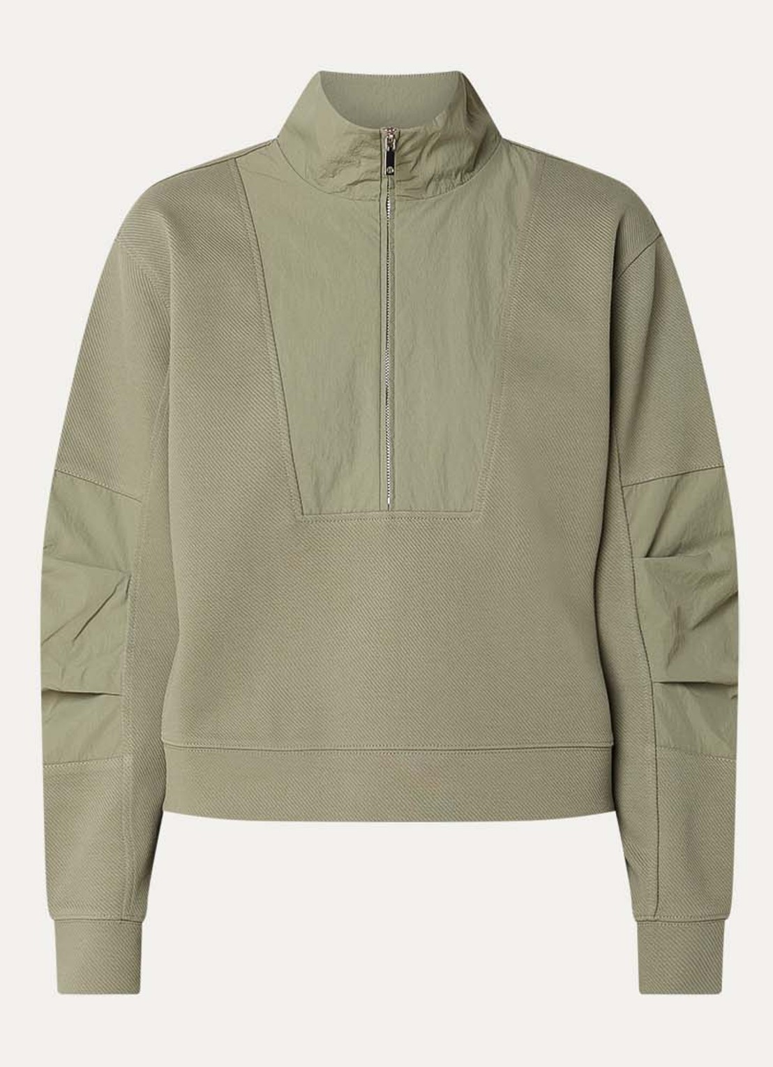 Max & Co Galante sweater met halve rits - voorkant olijfgroen