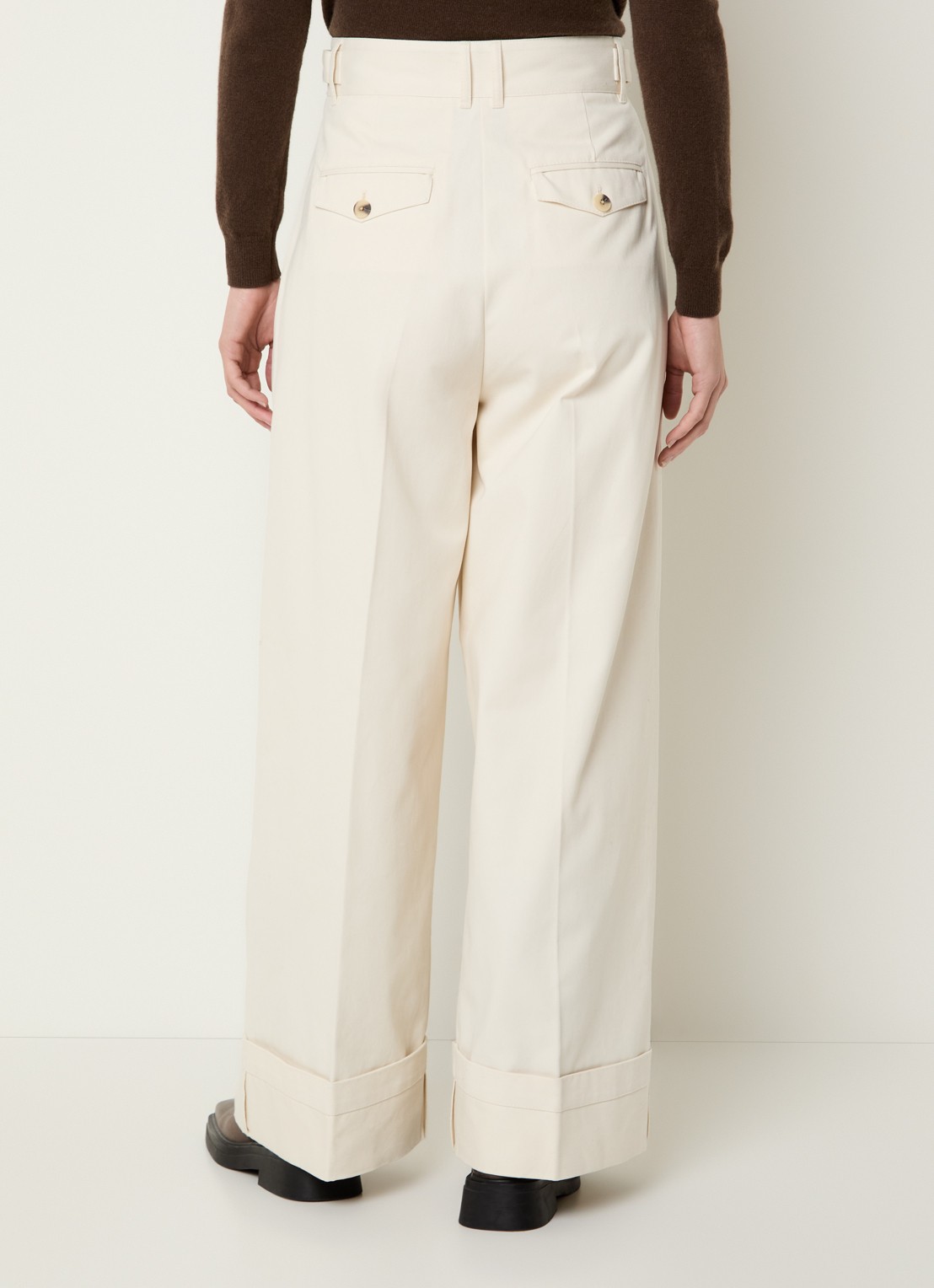 Max & Co Garonna high waist straight fit broek met steekzakken - achterkant 4 gebroken wit
