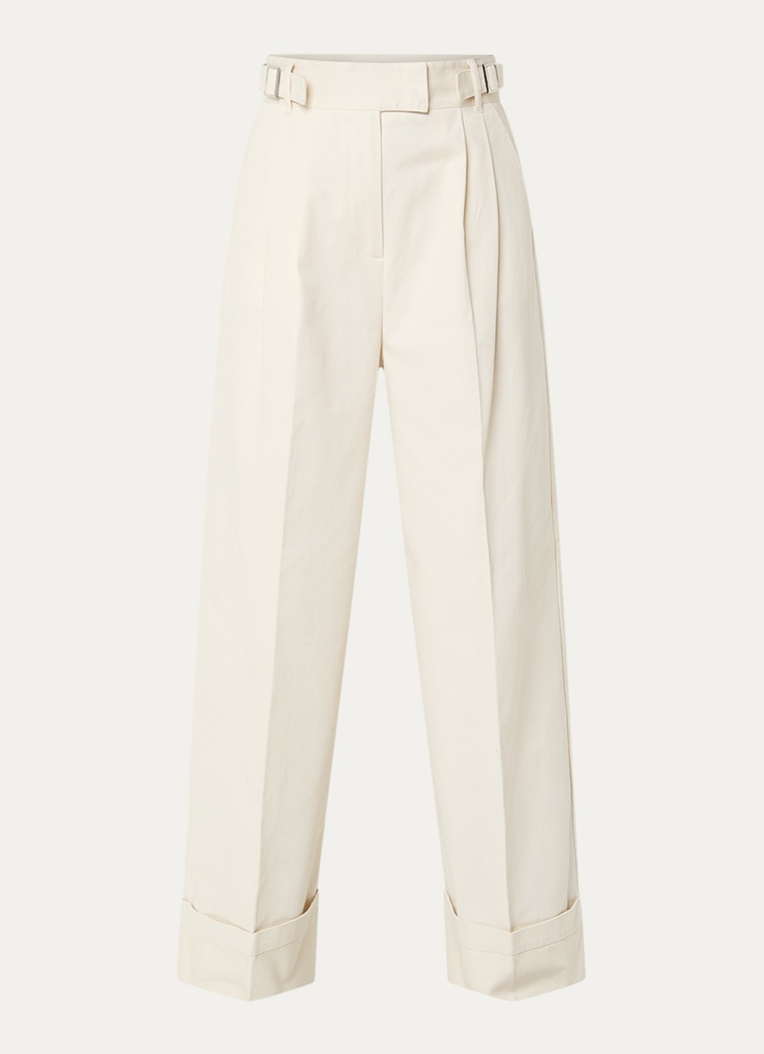 Max & Co Garonna high waist straight fit broek met steekzakken - voorkant gebroken wit