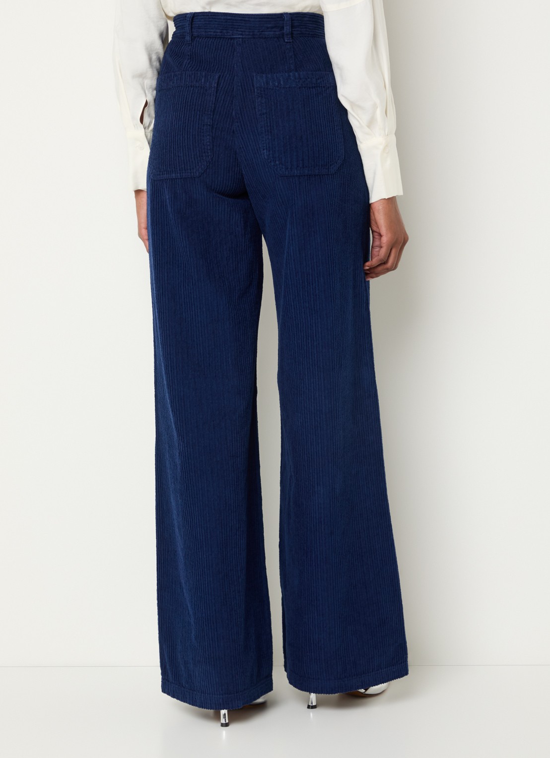Max & Co Ginosa high waist wide fit broek van corduroy - achterkant 3 royalblauw