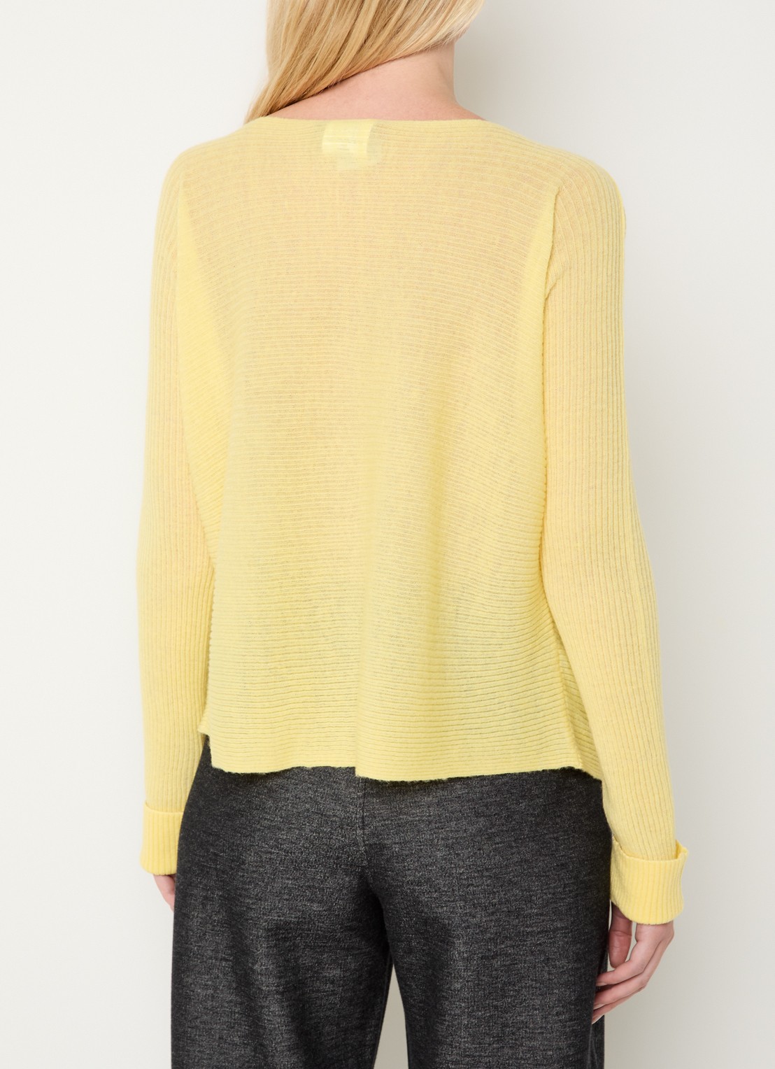 Max & Co Grofgebreide semi-transparante pullover in alpaca wolblend - achterkant 3 geel