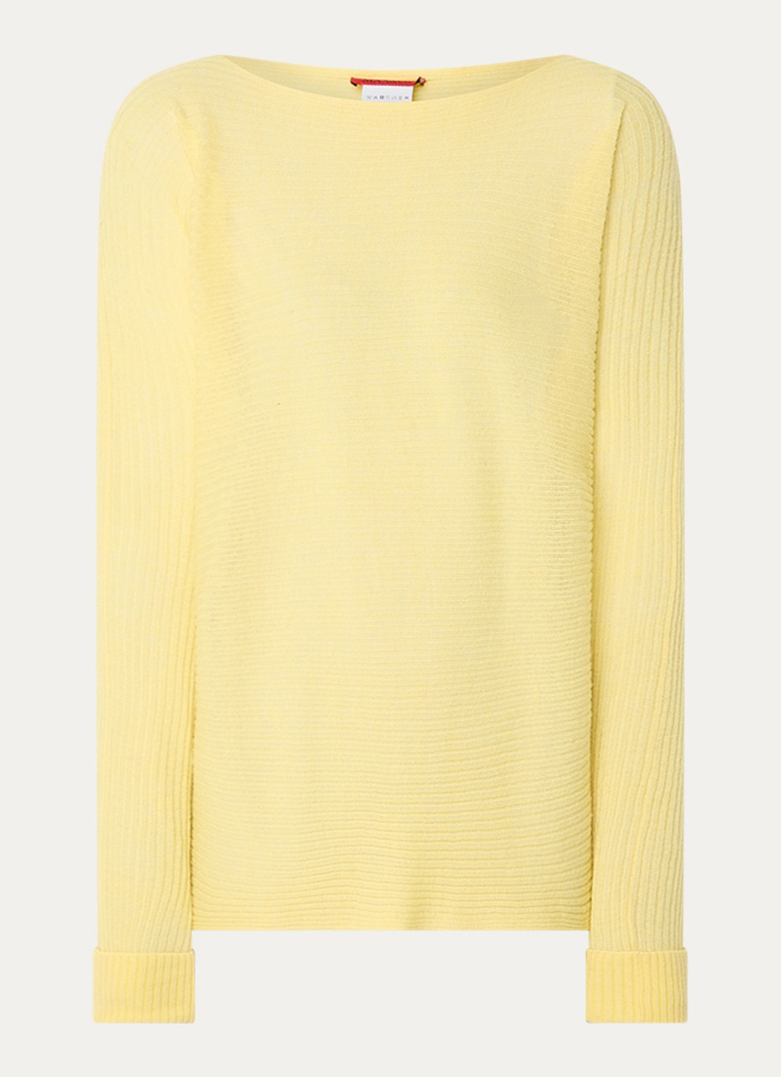 Max & Co Grofgebreide semi-transparante pullover in alpaca wolblend - voorkant geel