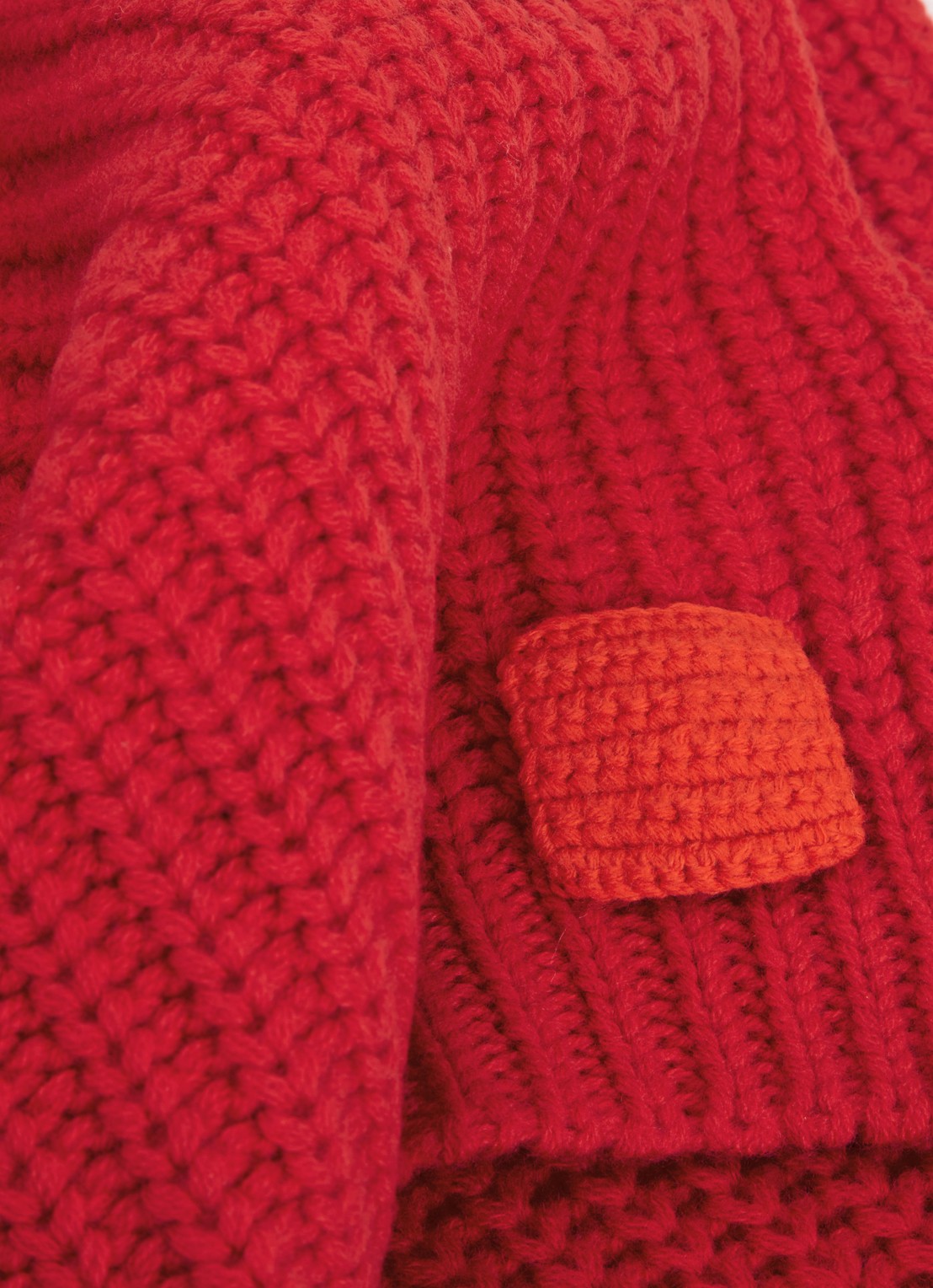 Max & Co Grofgebreide sjaal van wol  - detail 2 rood