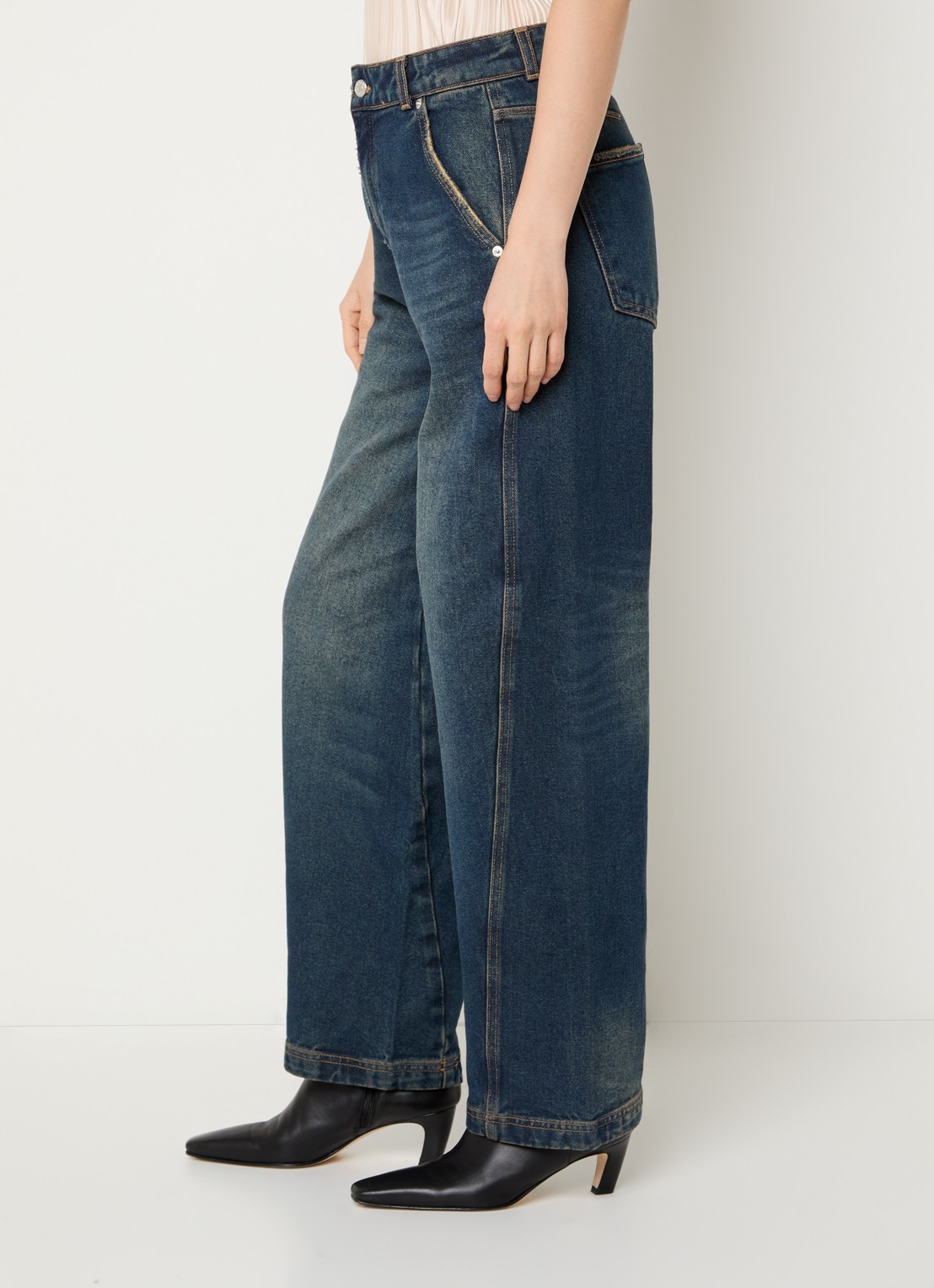 Max & Co High waist balloon fit jeans met donkere wassing en schoudertas - detail 2 indigo