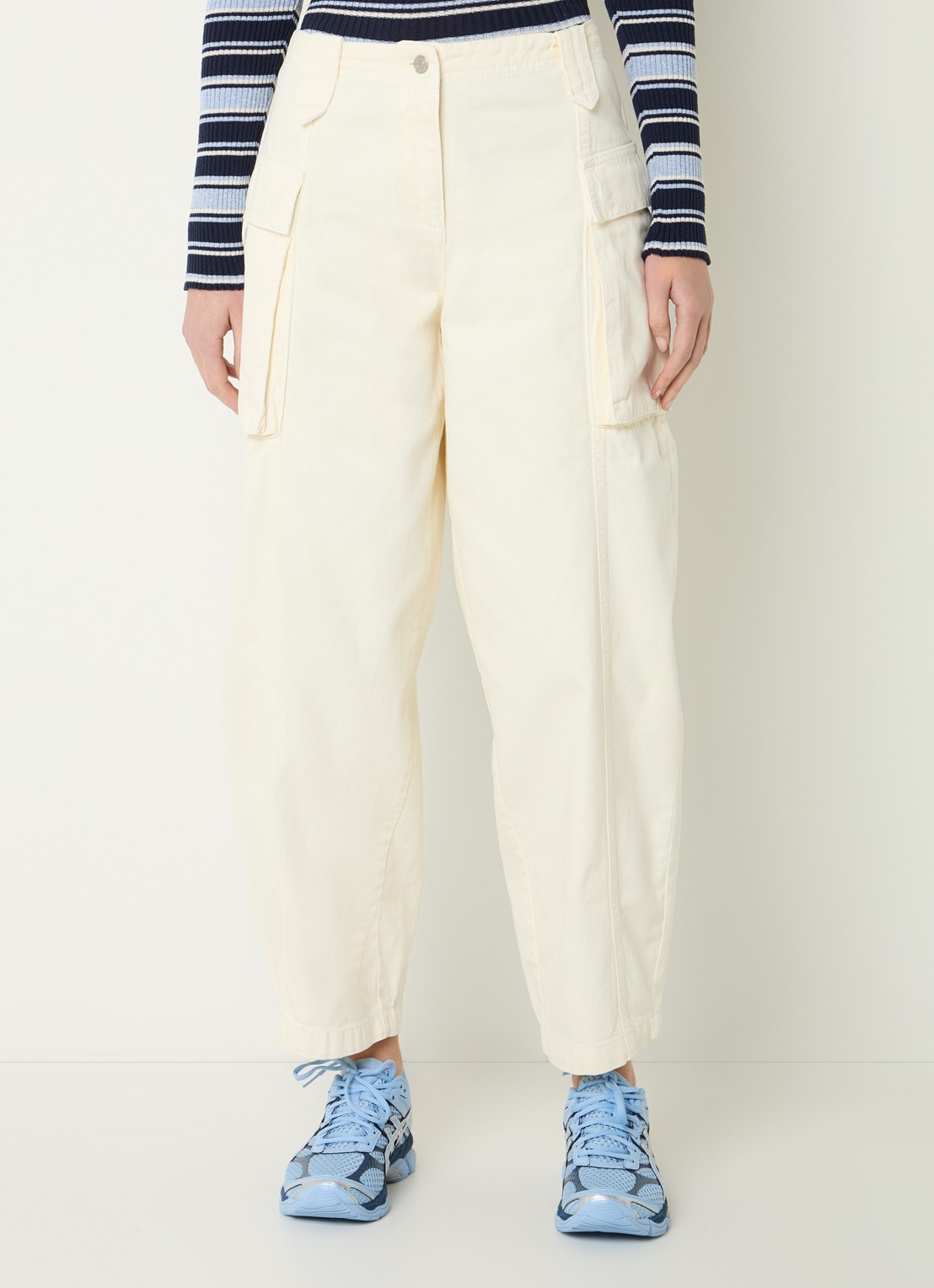 Max & Co High waist loose fit cargobroek met klepzakken - detail 4 creme