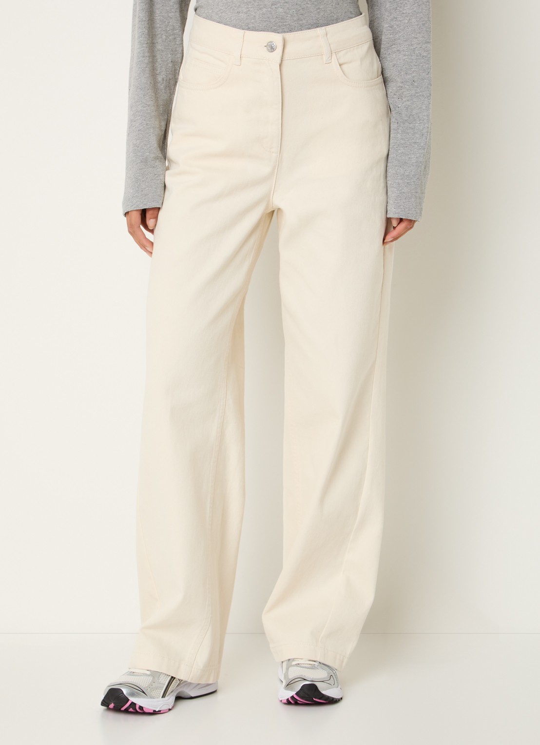 Max & Co High waist loose fit jeans met gekleurde wassing - detail 4 ivoor