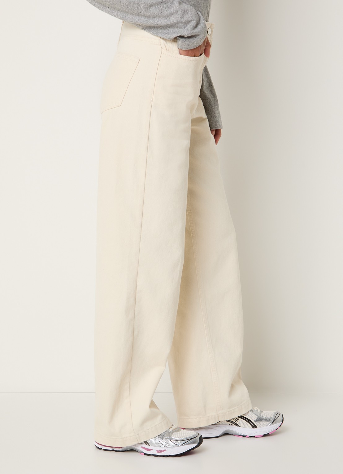 Max & Co High waist loose fit jeans met gekleurde wassing - detail 5 ivoor
