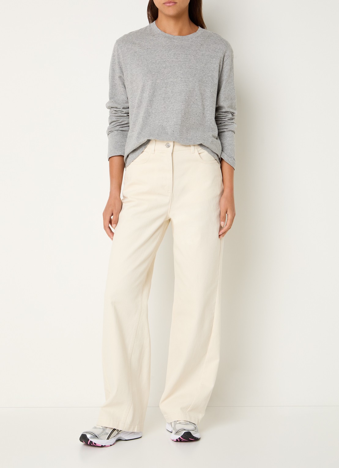 Max & Co High waist loose fit jeans met gekleurde wassing - voorkant 2 ivoor