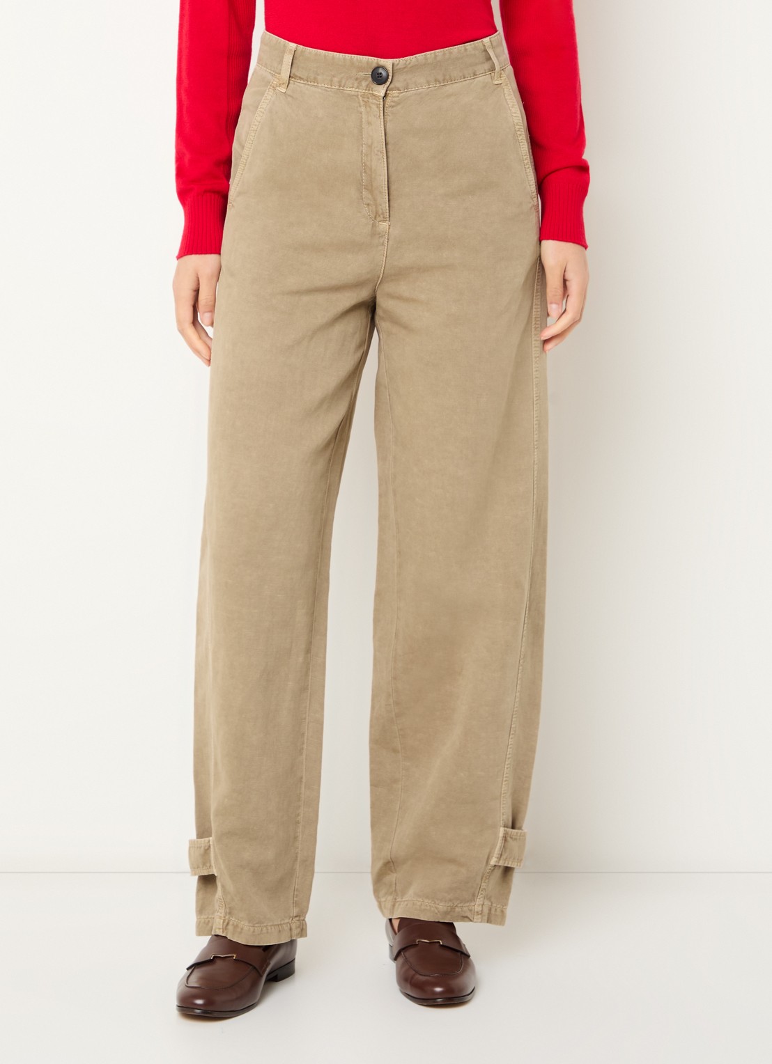 Max & Co High waist wide fit broek met steekzakken - detail 4 zand