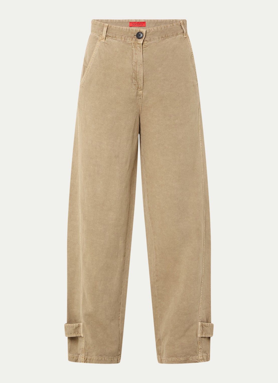 Max & Co High waist wide fit broek met steekzakken - voorkant zand