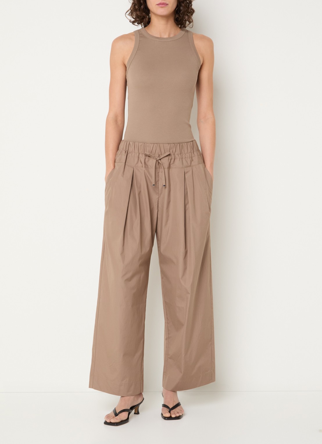 Max & Co  High waist wide fit palazzobroek steekzakken - voorkant 4 zand
