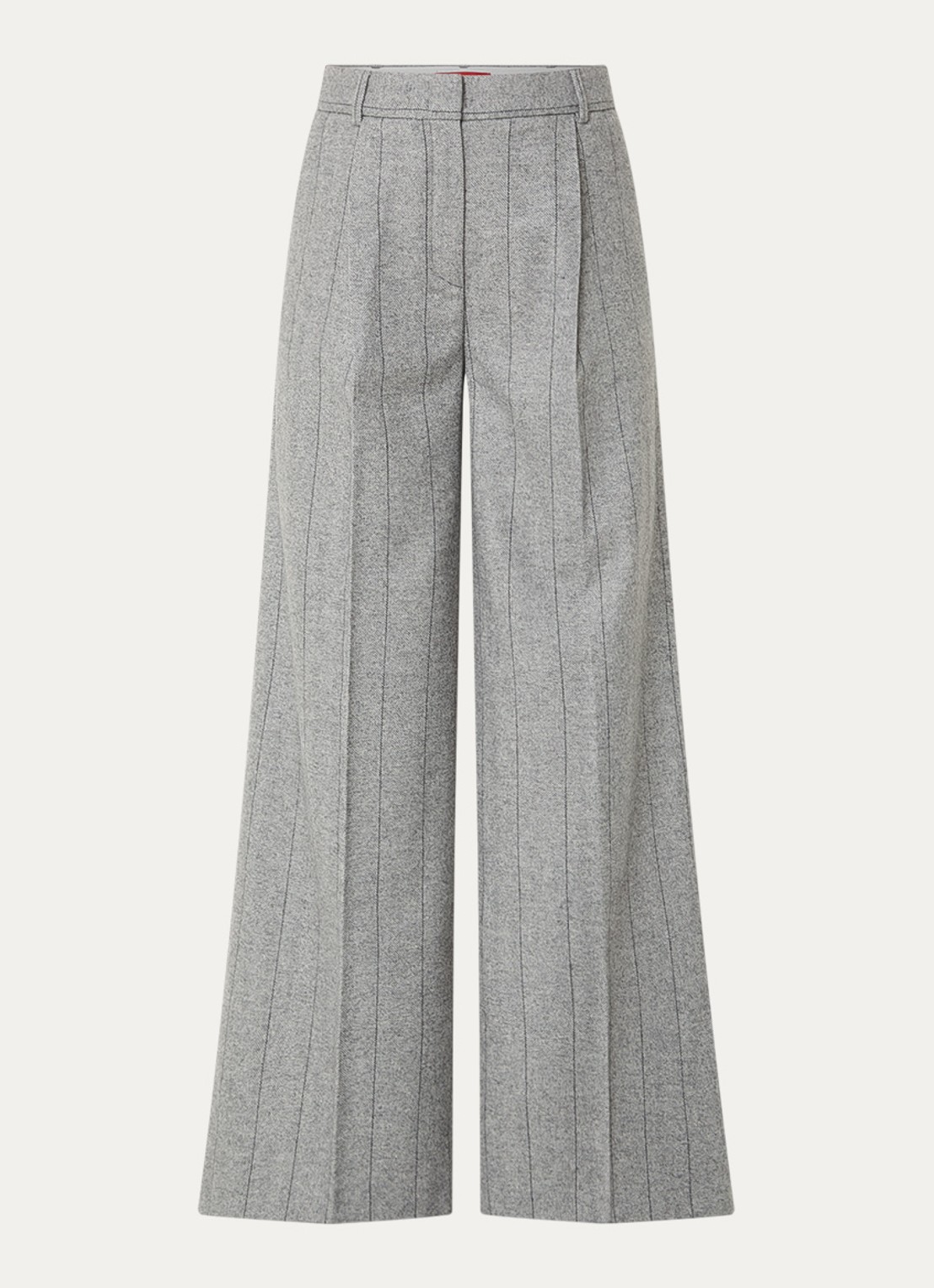 Max & Co High waist wide fit pantalon in wolblend met visgraatdessin - voorkant grijsmele