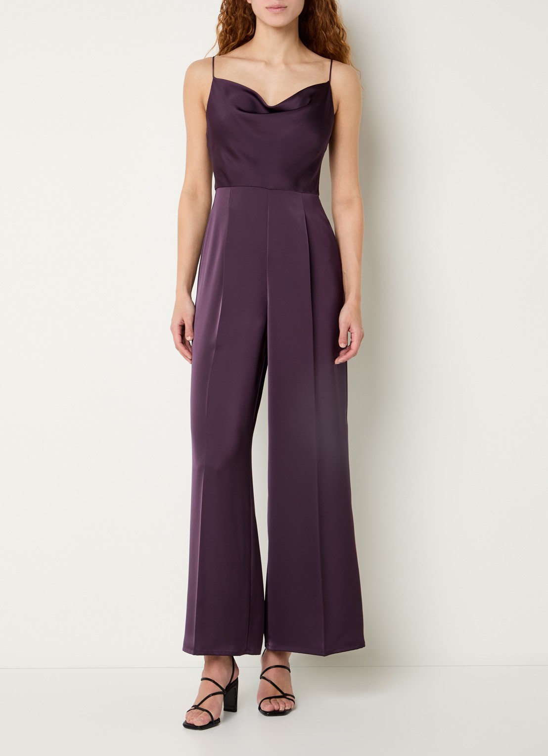 Max & Co Jumpsuit van satijn met rechthoekige hals - detail aubergine