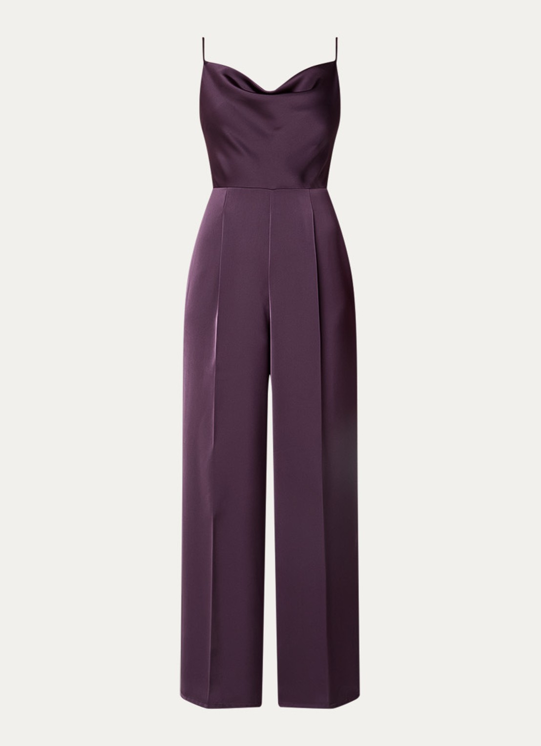 Max & Co Jumpsuit van satijn met rechthoekige hals - voorkant 2 aubergine