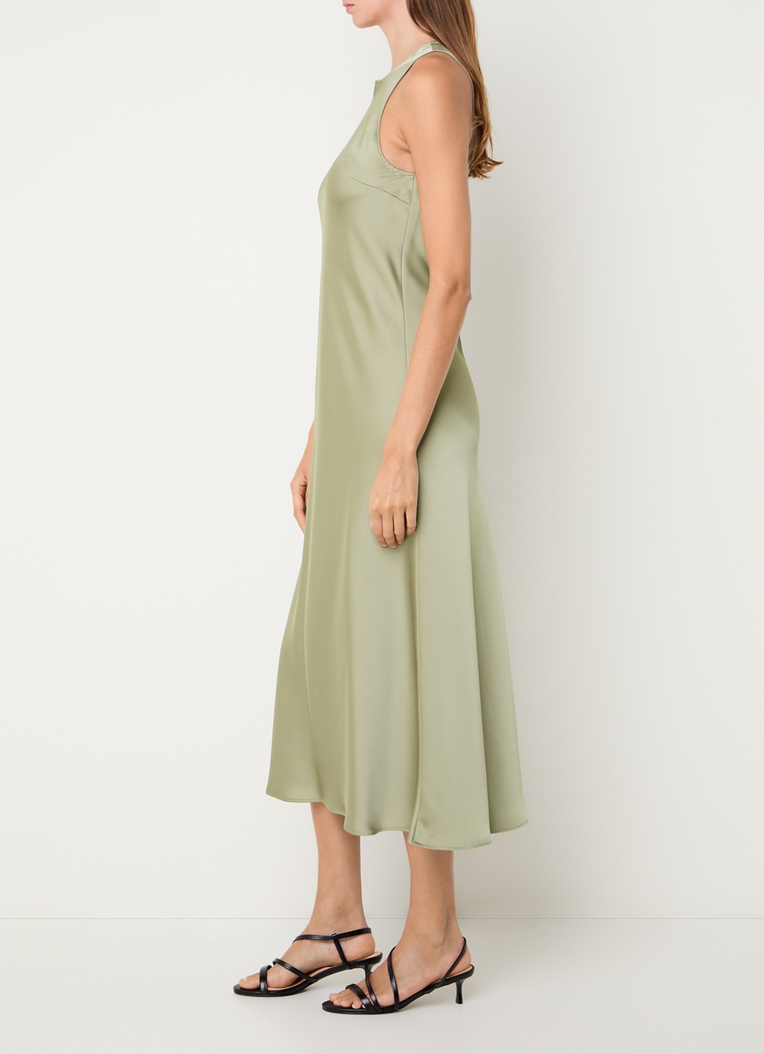 Max & Co Kaiser midi jurk van satijn - voorkant 2 beige