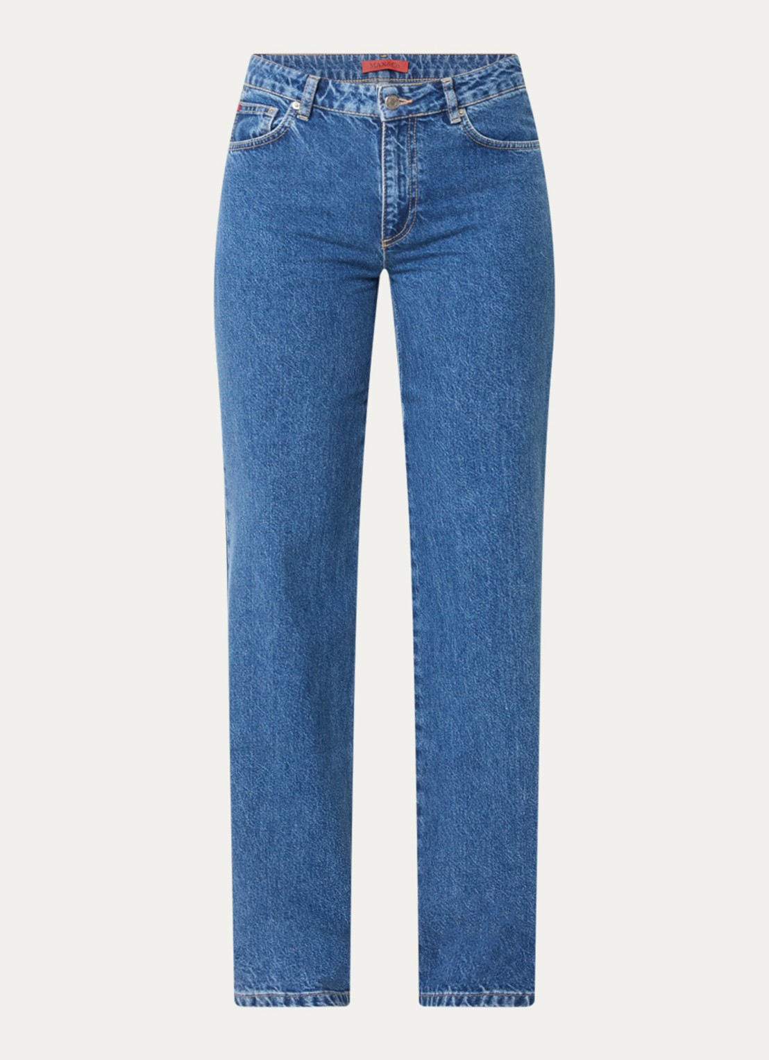Max & Co Legume mid waist loose fit jeans met medium wassing - voorkant 4 indigo