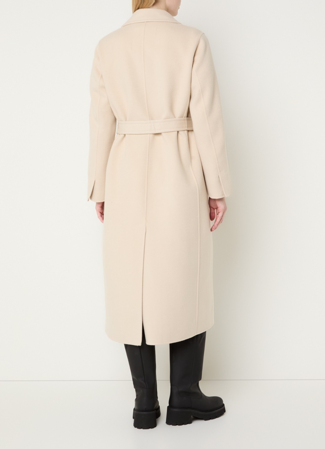 Max & Co Longrundbl mantel van scheerwol - achterkant creme