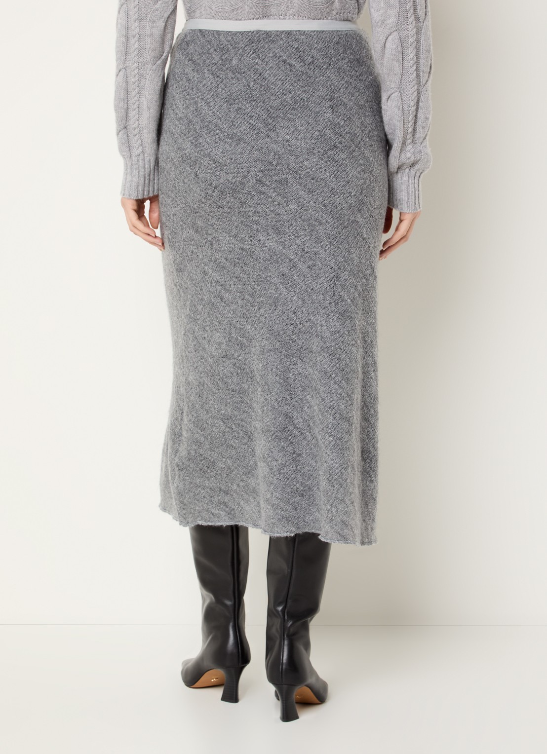 Max & Co Mago grofgebreide midi rok - achterkant 4 grijs