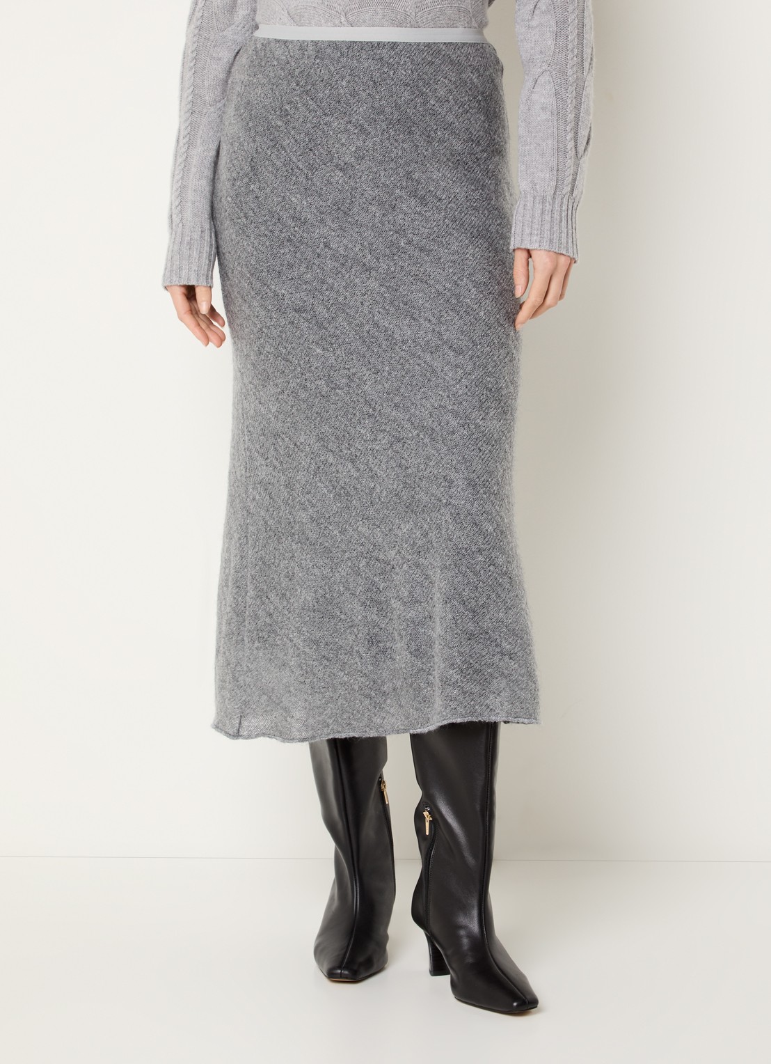 Max & Co Mago grofgebreide midi rok - detail 3 grijs