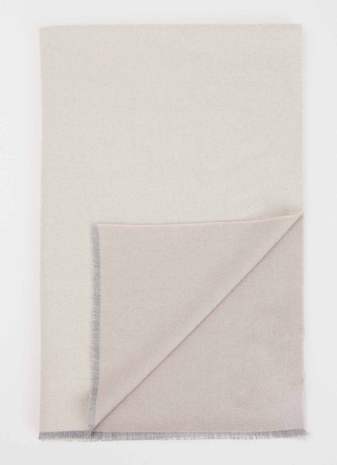 Max & Co Mcaindole reversible sjaal met franjes 190 x 65 cm - voorkant creme