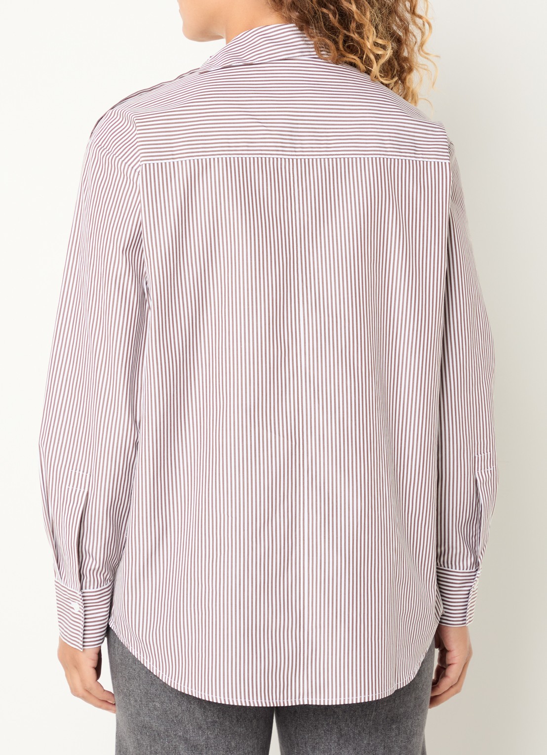 Max & Co Mcodonata blouse met streepprint - achterkant 4 lichtbruin