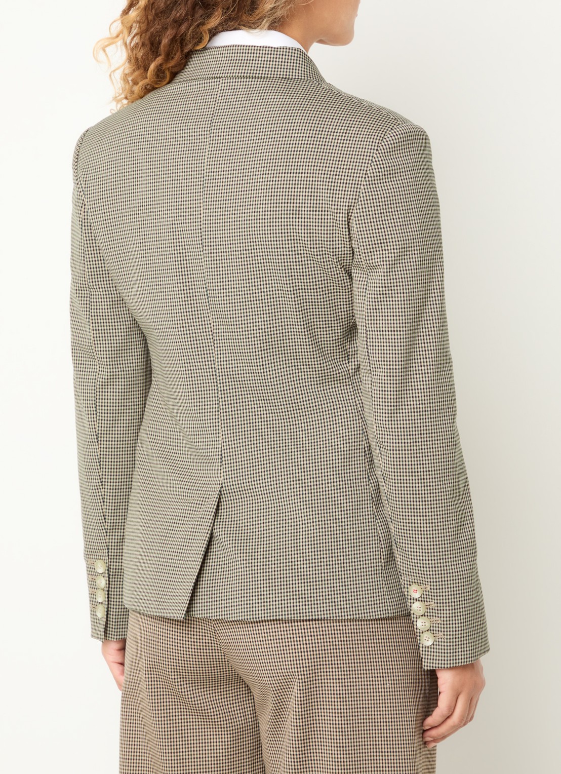 Max & Co Mcofenice double-breasted blazer met ruitdessin - achterkant 4 beige